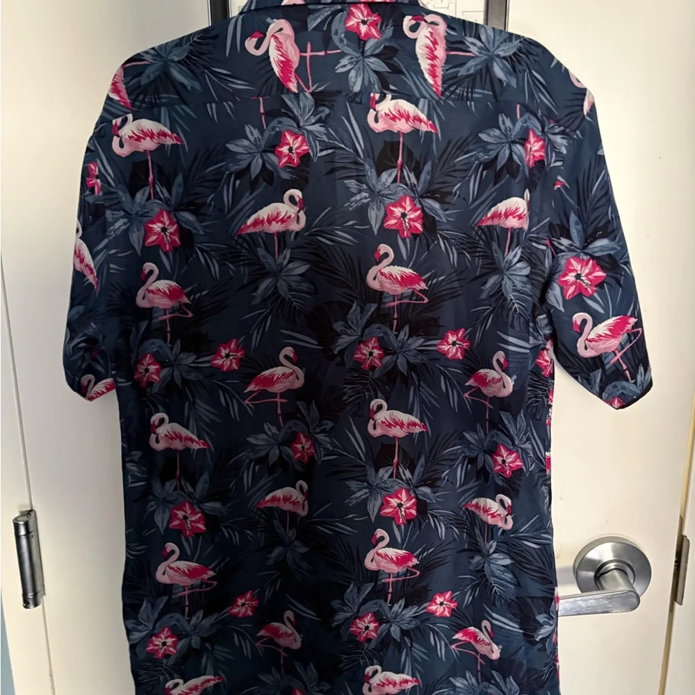 Rosso Milano Blue Floral Short Sleeve Button-Up Shirt Men's XL - Picture 7 of 8